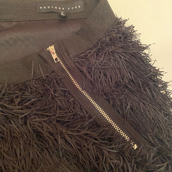 Endless Rose Fringed Black Skirt Lined Size Small New - Picture 4 of 10